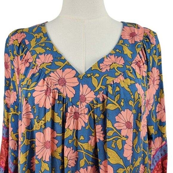 NEW Easel Oversized Small Multi-Color Floral Dress 3/4 Wide Sleeves BOHO Resort - Picture 8 of 15